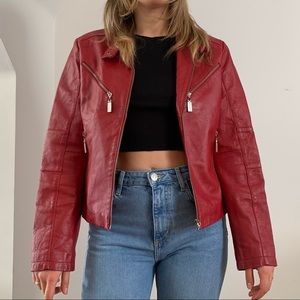 Genuine Leather Vintage Red Biker Jacket